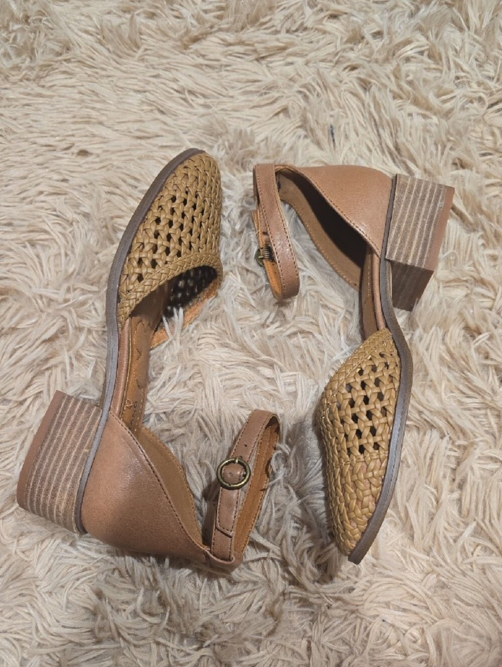 Lucky Brand Woven Espadrille Ankle-Strap Flats in Tan